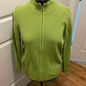EUC Chico’s zippered cardigan, Chico’s size 2 (L/XL), Lime green
